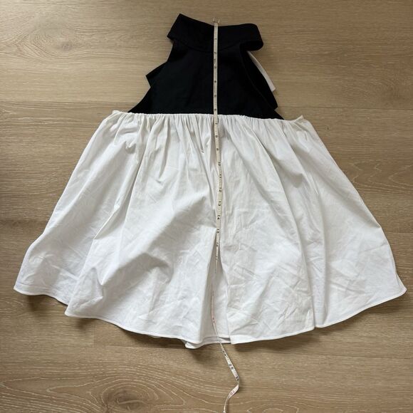 Caroline Constas Bow Halter Top White Sz M Volume Babydoll Peplum Color-block - Picture 12 of 15